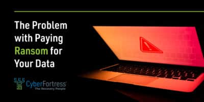 Image of a laptop held hostage by ransomware.